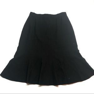 Vintage Burberry Black Wool Skirt 8 Fluted Bottom